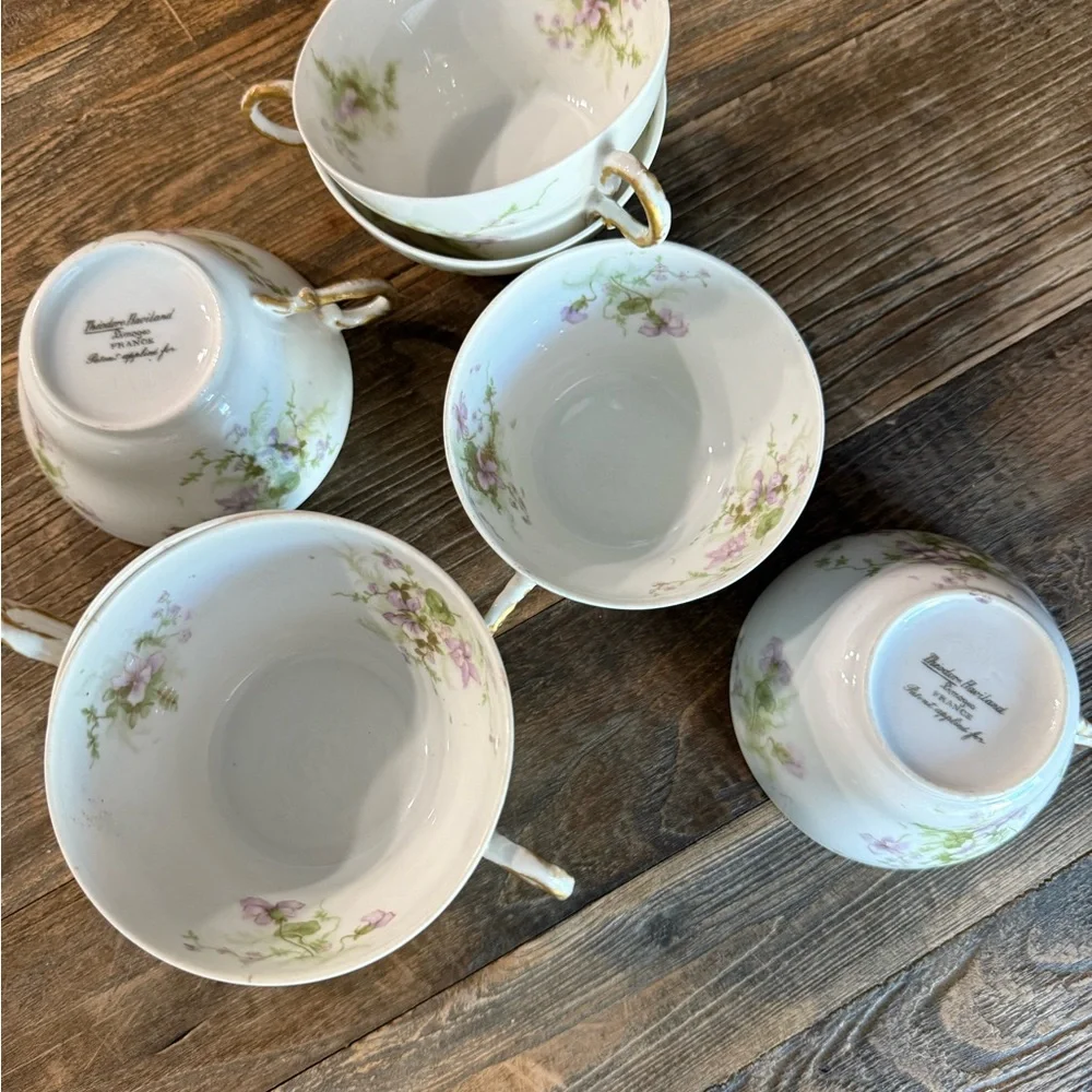 Limoges Violet and Gold Tea Cup